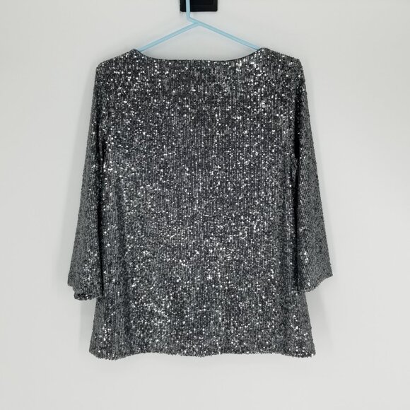 NWT Ann Taylor Petite L Popover Sequin Top w/ Lining for Comfort - Party! - Picture 4 of 5